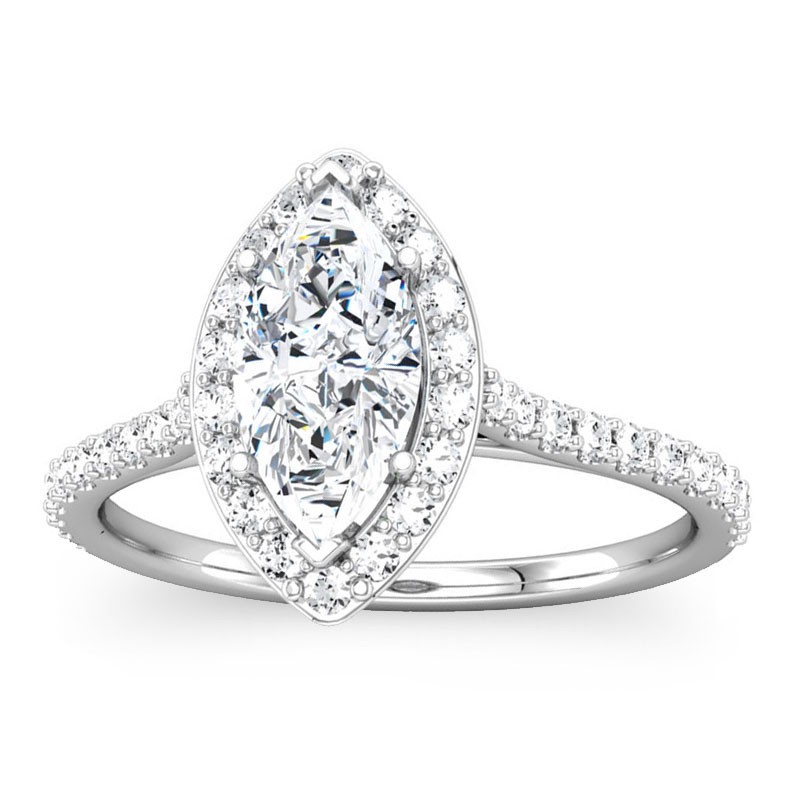 Marquise Shaped Diamond Halo Ring Setting