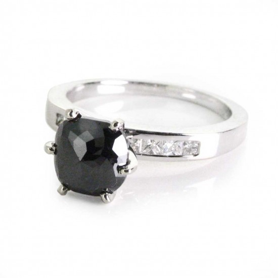 Black Diamond in 14kt White Gold Ring