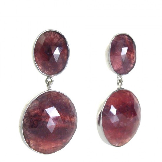 Natural Faceted Ruby Drop Earrings