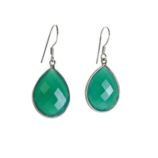 Smaller Size Faceted Green Agate Earrings
