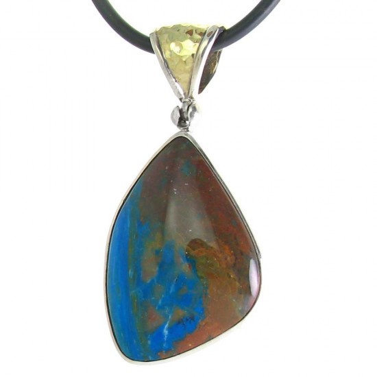Peruvian Opal Pendant in Silver and Gold