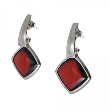 Faceted Red Amber Drop Earrings