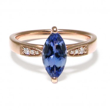 Tanzanite with Diamonds in Rose Gold Ring
